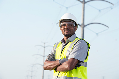 Man wearing hard hat