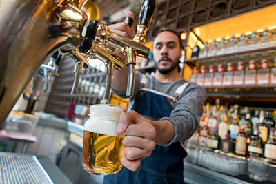 Man serving beer