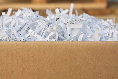 shredded paper in a box